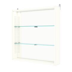 Витрина настенная с регулировочными полками №1-4ГУ-РЕГ с зеркалом и с подсветкой, Белый