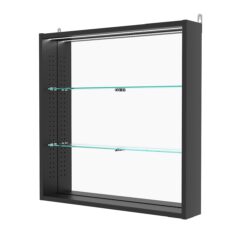 Витрина настенная с регулировочными полками №1-4ГУ-РЕГ с зеркалом и с подсветкой, Черный