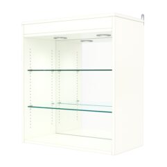 Витрина настенная с регулировочными полками №1-4ГГ-РЕГ с зеркалом и с подсветкой, Белый