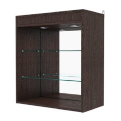 Витрина настенная с регулировочными полками №1-4ГГ-РЕГ с зеркалом и с подсветкой, Дуб Венге