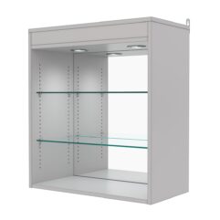 Витрина настенная с регулировочными полками №1-4ГГ-РЕГ с зеркалом и с подсветкой, Серый