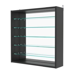 Витрина настенная с регулировочными полками №1-6Г-РЕГ с зеркалом, Черный