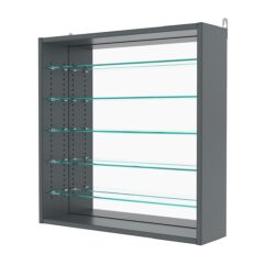 Витрина настенная с регулировочными полками №1-6Г-РЕГ с зеркалом, Темно-Серый