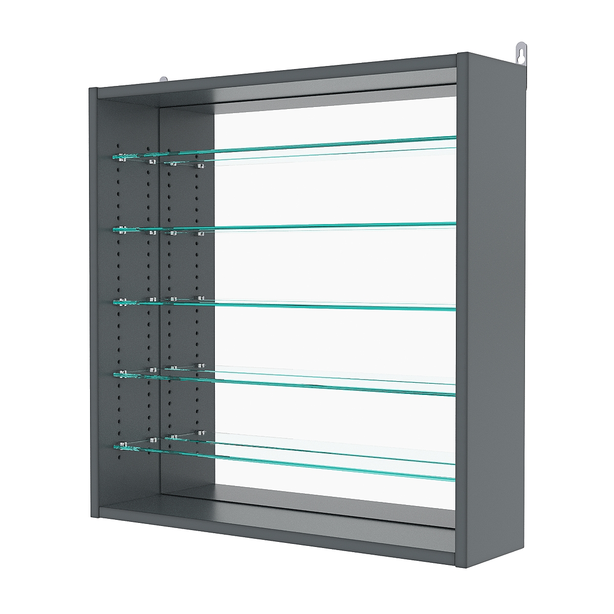 Витрина настенная с регулировочными полками №1-6Г-РЕГ с зеркалом, Темно-Серый