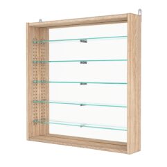 Витрина настенная с регулировочными полками №1-6ГУ-РЕГ с зеркалом, Дуб Сонома