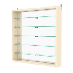 Витрина настенная с регулировочными полками №1-6ГУ-РЕГ с зеркалом, Крем Вайс