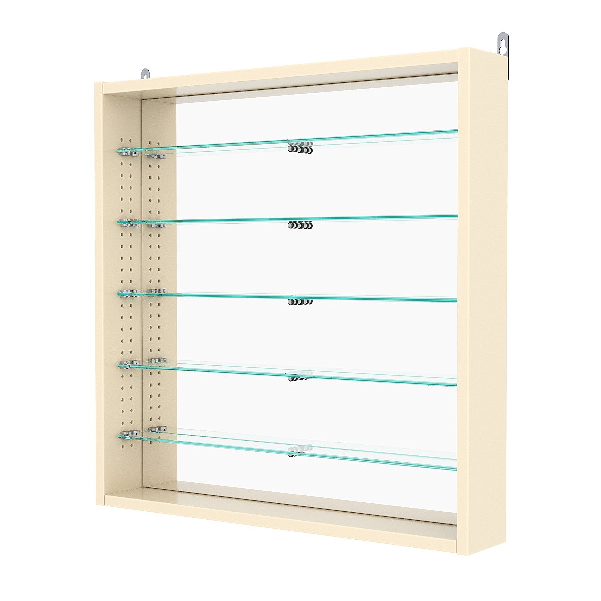 Витрина настенная с регулировочными полками №1-6ГУ-РЕГ с зеркалом, Крем Вайс