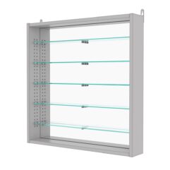 Витрина настенная с регулировочными полками №1-6ГУ-РЕГ с зеркалом, Серый