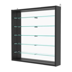 Витрина настенная с регулировочными полками №1-6ГУ-РЕГ с зеркалом, Черный