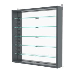 Витрина настенная с регулировочными полками №1-6ГУ-РЕГ с зеркалом, Темно-Серый