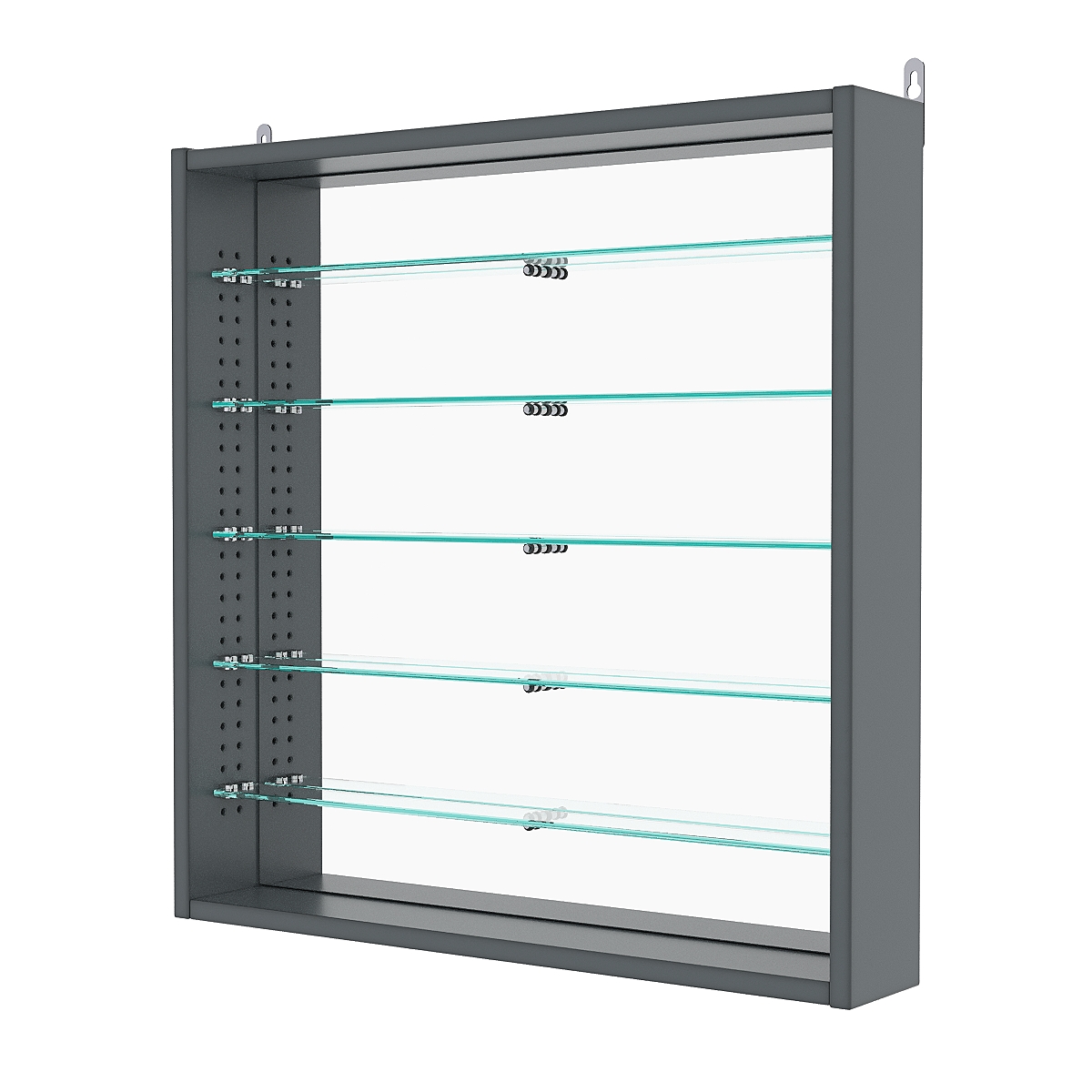 Витрина настенная с регулировочными полками №1-6ГУ-РЕГ с зеркалом, Темно-Серый