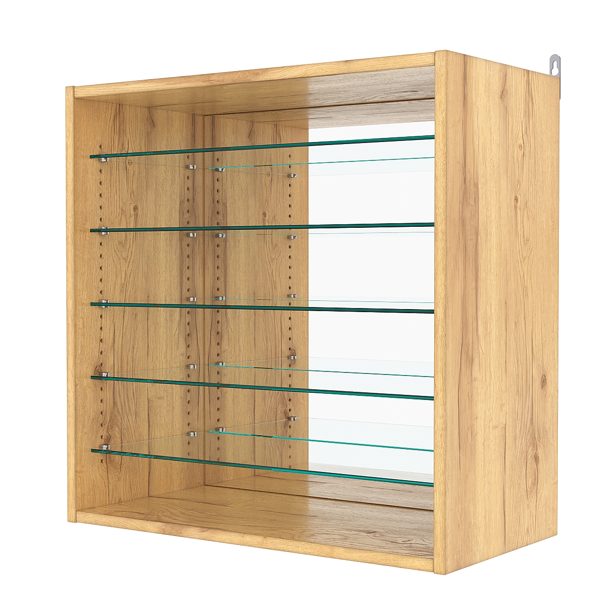 Витрина настенная с регулировочными полками №1-6ГГ-РЕГ с зеркалом, Дуб Золотистый