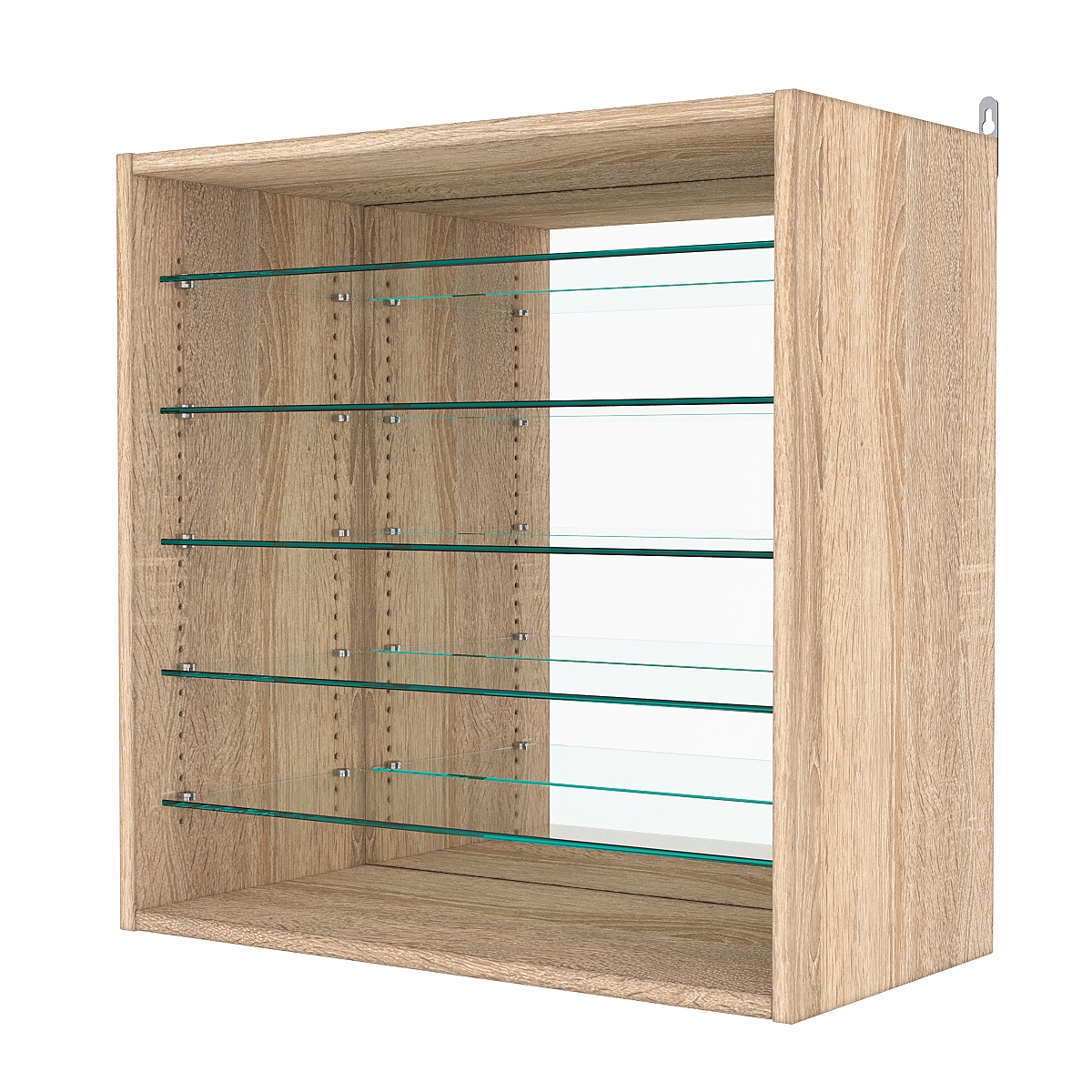 Витрина настенная с регулировочными полками №1-6ГГ-РЕГ с зеркалом, Дуб Сонома