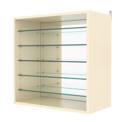 Витрина настенная с регулировочными полками №1-6ГГ-РЕГ с зеркалом, Крем Вайс