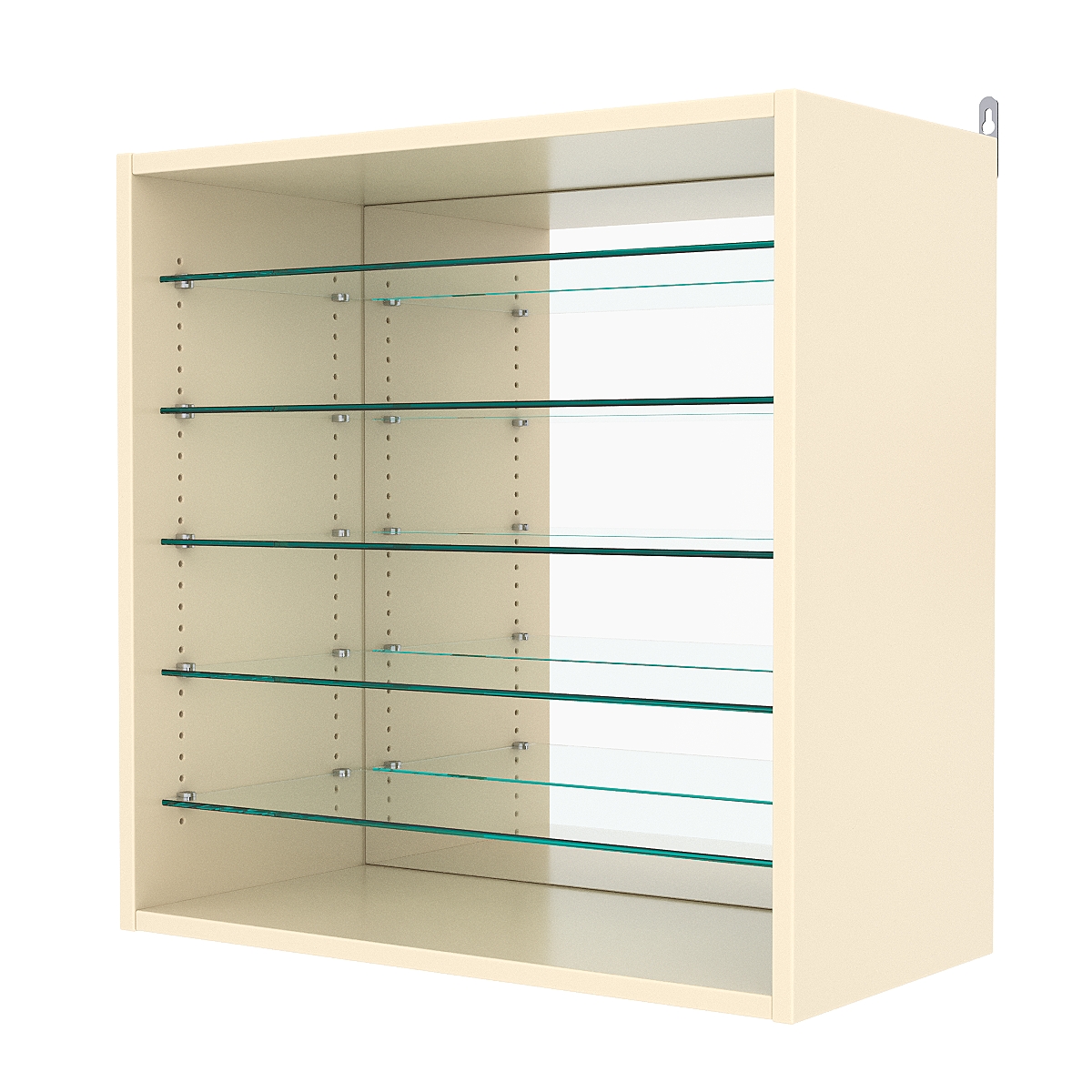 Витрина настенная с регулировочными полками №1-6ГГ-РЕГ с зеркалом, Крем Вайс