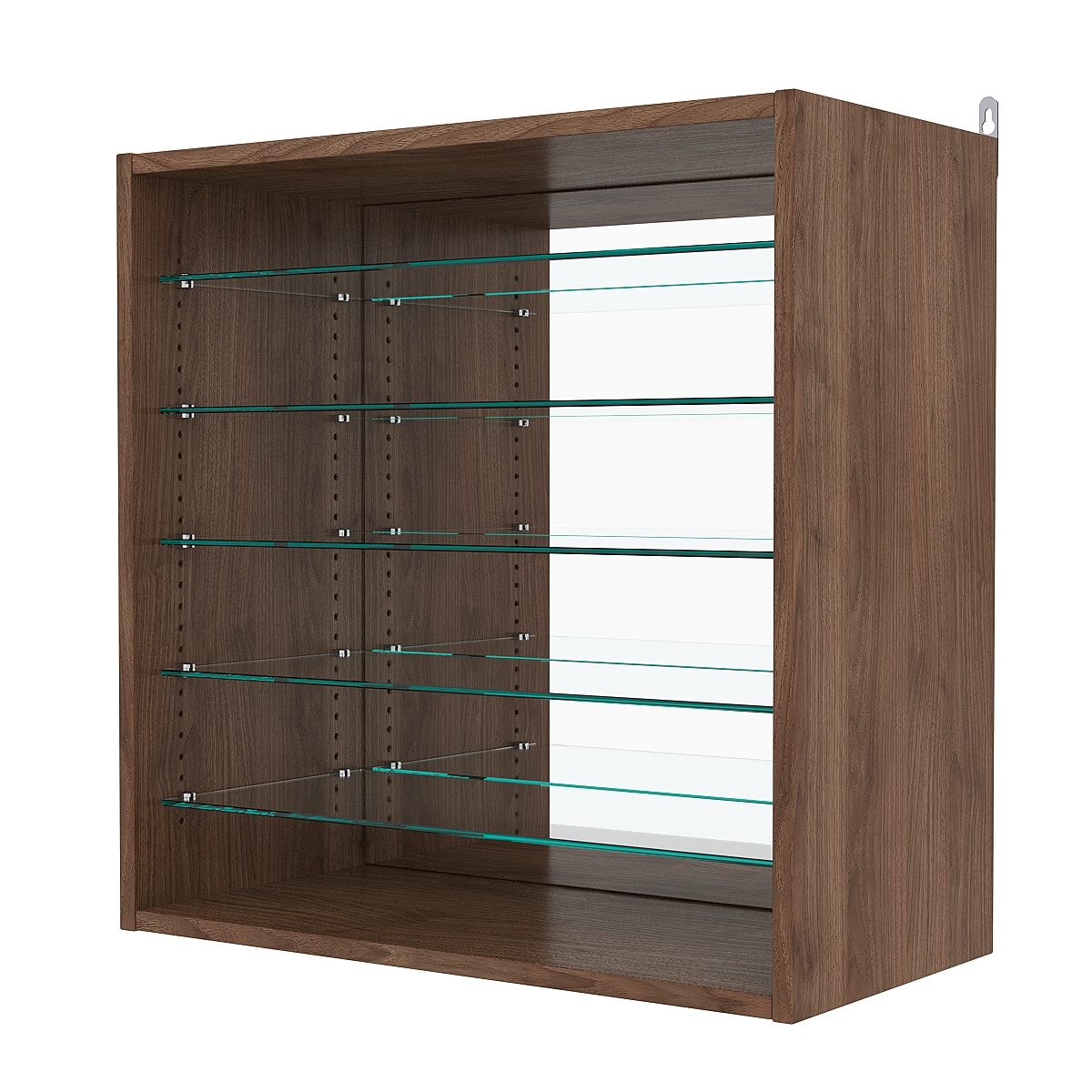 Витрина настенная с регулировочными полками №1-6ГГ-РЕГ с зеркалом, Орех