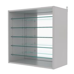 Витрина настенная с регулировочными полками №1-6ГГ-РЕГ с зеркалом, Серый