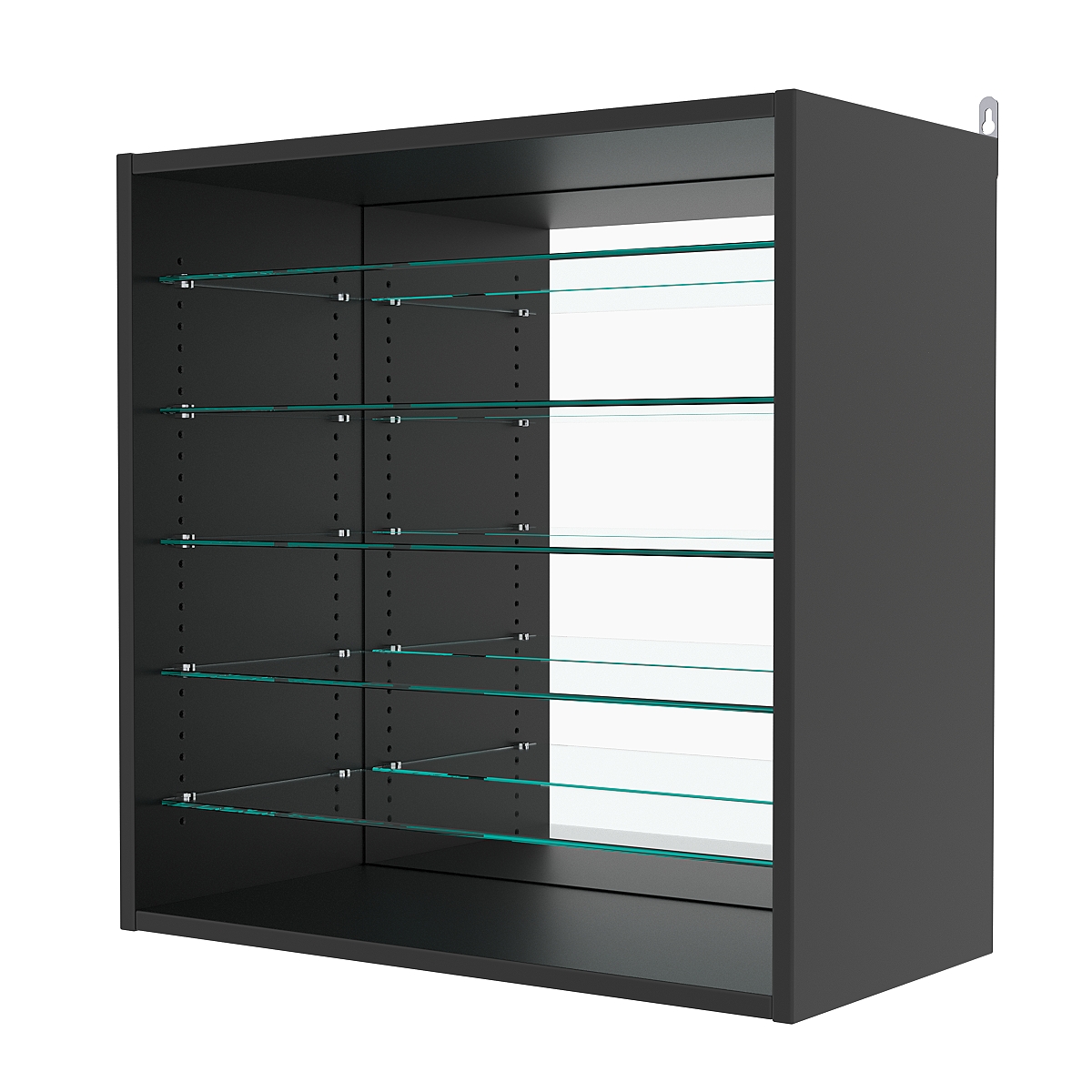 Витрина настенная с регулировочными полками №1-6ГГ-РЕГ с зеркалом, Черный