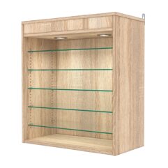 Витрина настенная с регулировочными полками №1-7ГГ-РЕГ с подсветкой, Дуб Сонома