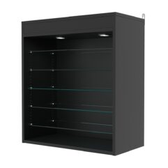 Витрина настенная с регулировочными полками №1-7ГГ-РЕГ с подсветкой, Черный