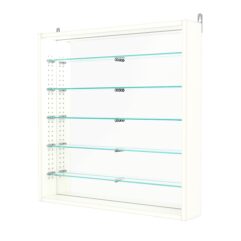 Витрина настенная с регулировочными полками №1-8ГУ-РЕГ с зеркалом и с подсветкой, Белый