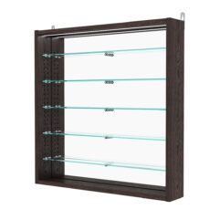 Витрина настенная с регулировочными полками №1-8ГУ-РЕГ с зеркалом и с подсветкой, Дуб Венге