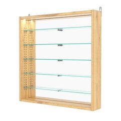 Витрина настенная с регулировочными полками №1-8ГУ-РЕГ с зеркалом и с подсветкой, Дуб Золотистый