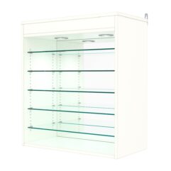 Витрина настенная с регулировочными полками №1-8ГГ-РЕГ с зеркалом и с подсветкой, Белый