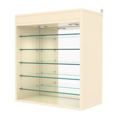 Витрина настенная с регулировочными полками №1-8ГГ-РЕГ с зеркалом и с подсветкой, Крем Вайс