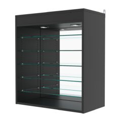 Витрина настенная с регулировочными полками №1-8ГГ-РЕГ с зеркалом и с подсветкой, Черный