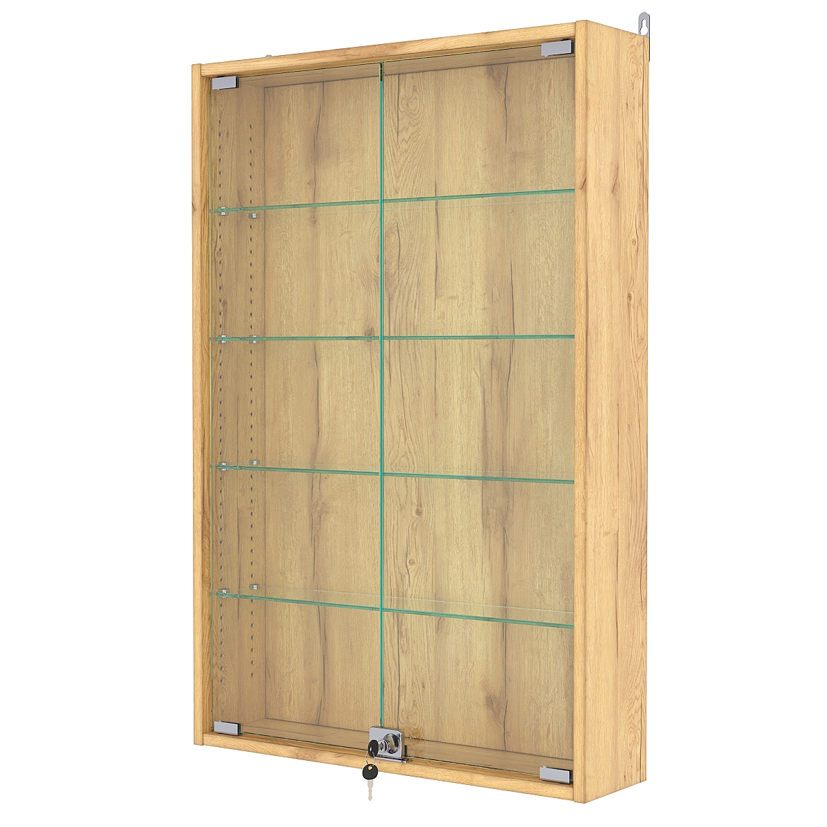 Витрина настенная с регулировочными полками №2-1А-РЕГ, Дуб Золотистый