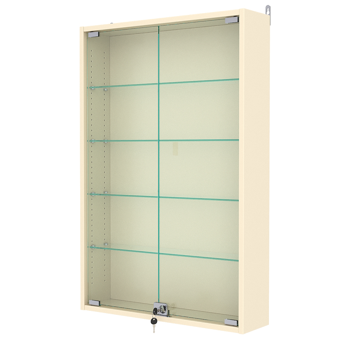 Витрина настенная с регулировочными полками №2-1А-РЕГ, Крем Вайс