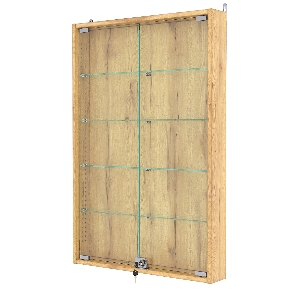 Витрина настенная с регулировочными полками №2-1АУ-РЕГ, Дуб Золотистый