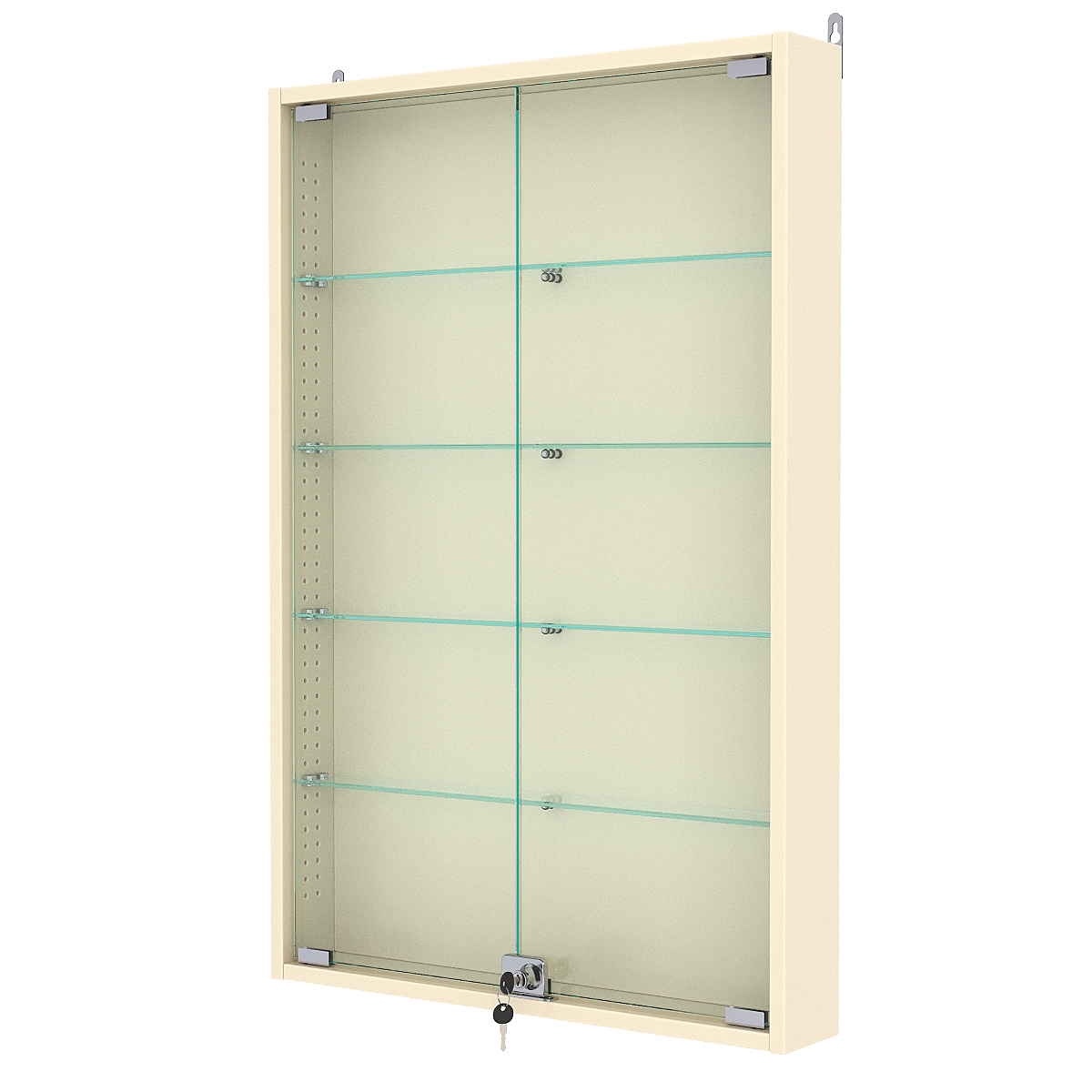 Витрина настенная с регулировочными полками №2-1АУ-РЕГ, Крем Вайс