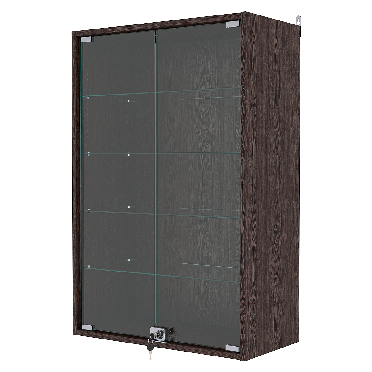 Витрина настенная с регулировочными полками №2-1АГ-РЕГ, Дуб Венге