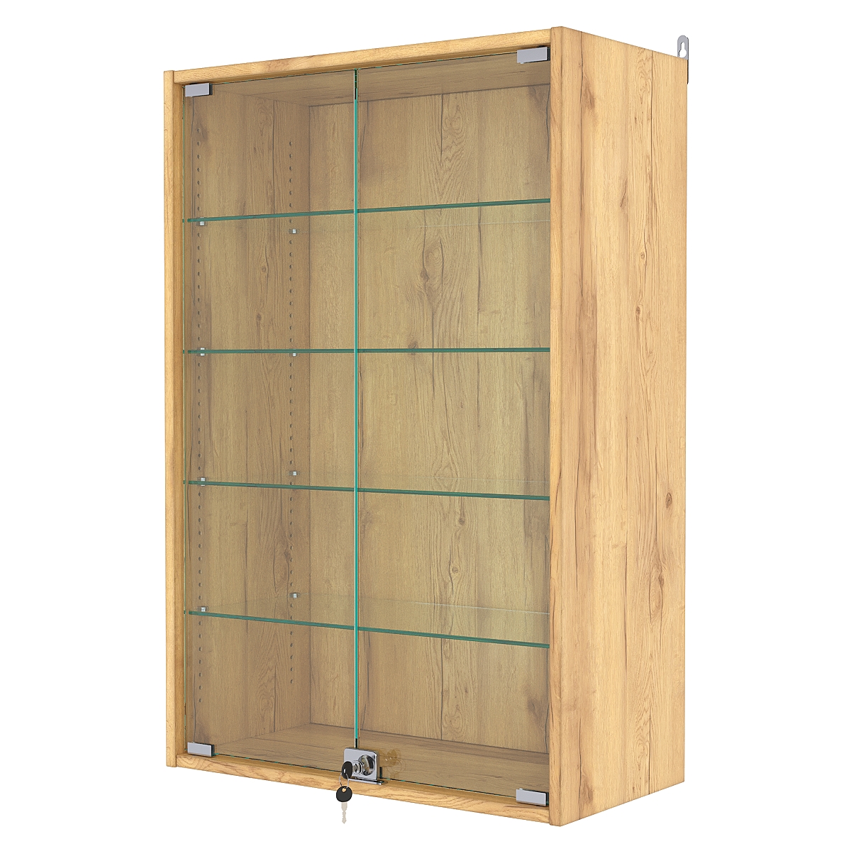 Витрина настенная с регулировочными полками №2-1АГ-РЕГ, Дуб Золотистый