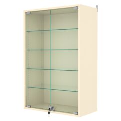 Витрина настенная с регулировочными полками №2-1АГ-РЕГ, Крем Вайс