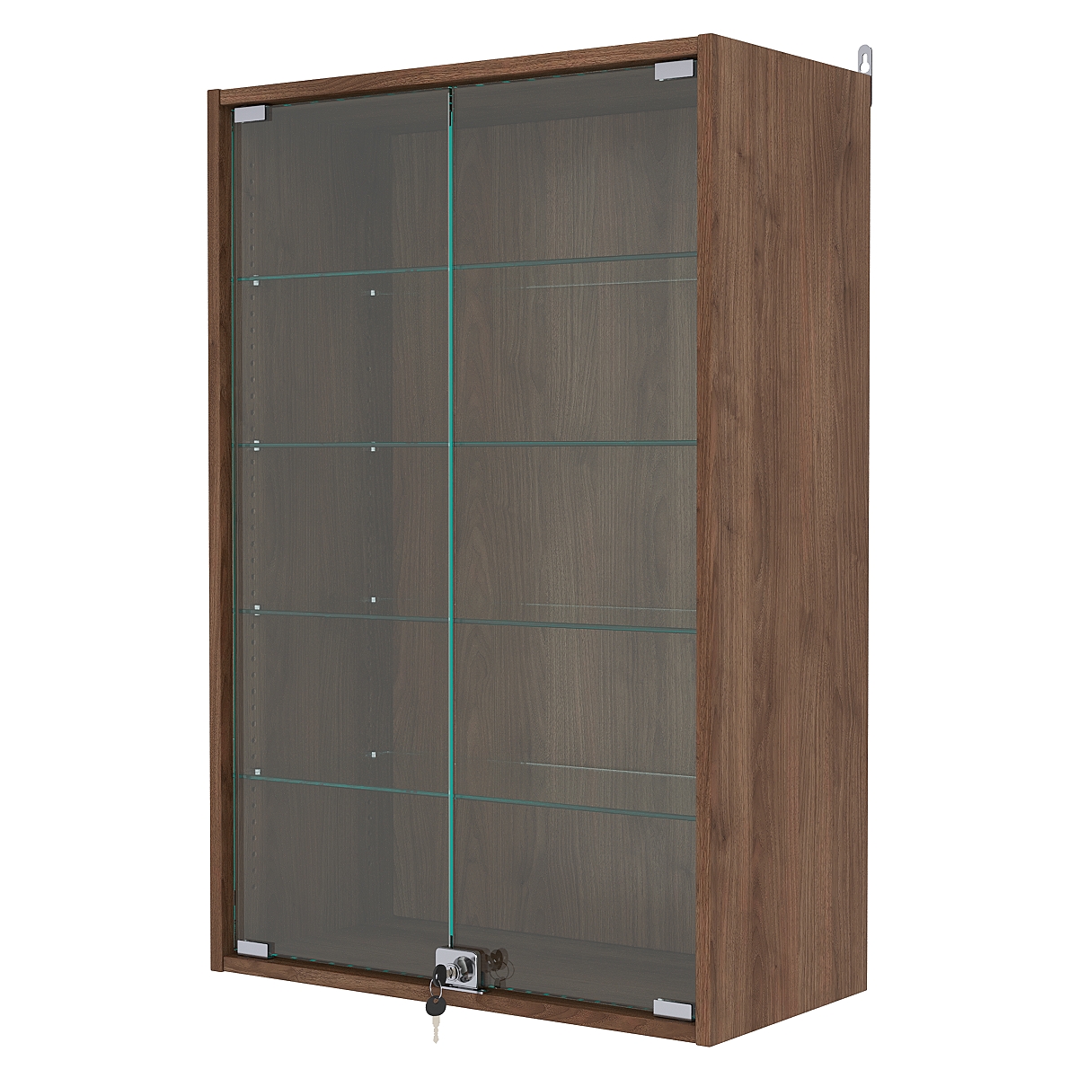 Витрина настенная с регулировочными полками №2-1АГ-РЕГ, Орех