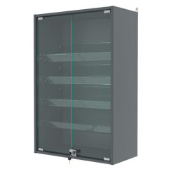 Витрина настенная с регулировочными полками №2-1АКГ-РЕГ, Темно-Серый