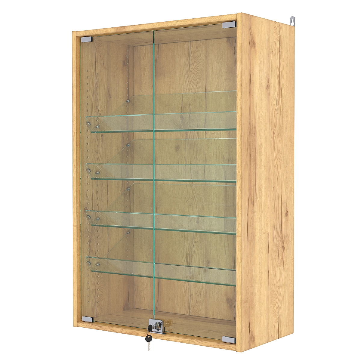 Витрина настенная с регулировочными полками №2-1АКГ-РЕГ, Дуб Золотистый