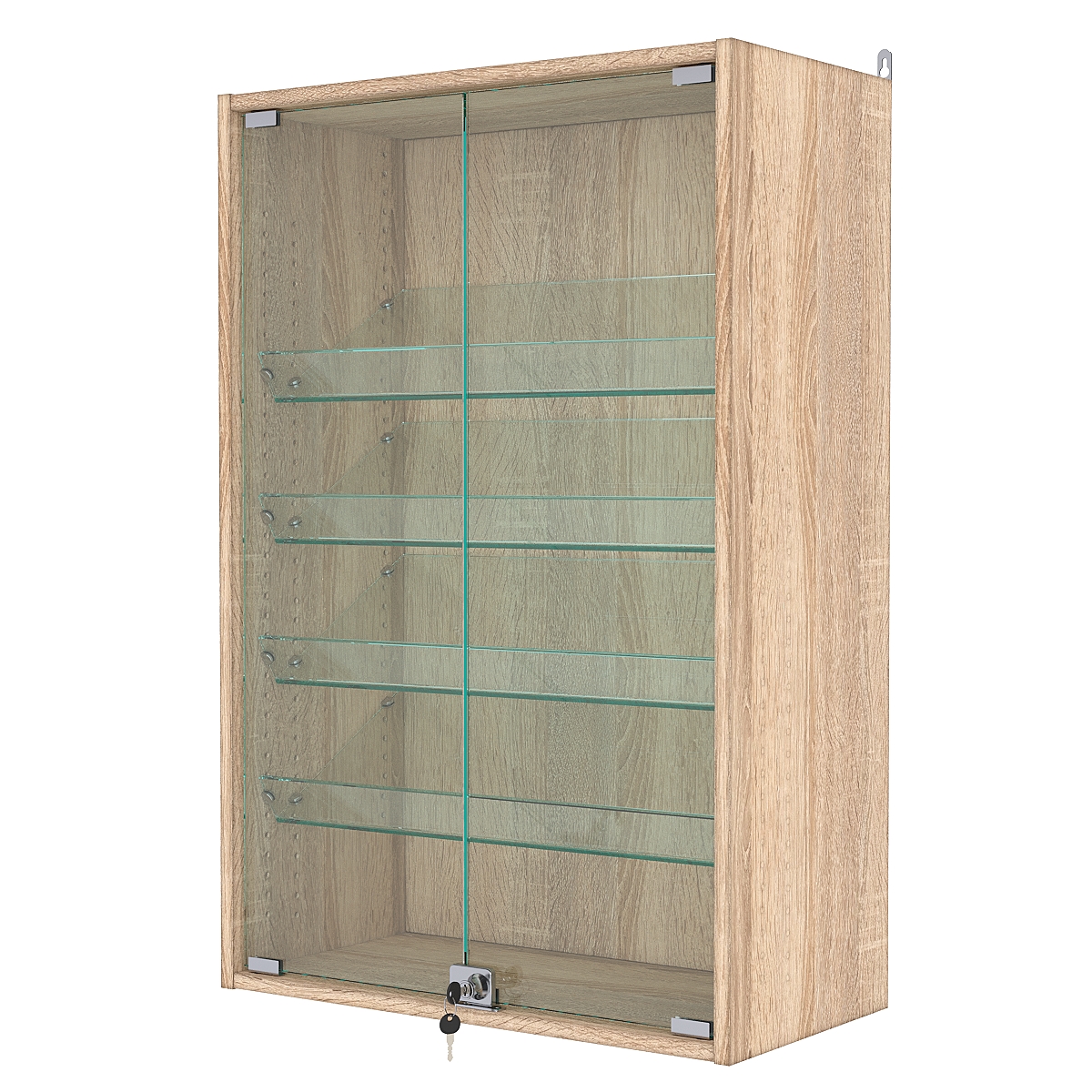 Витрина настенная с регулировочными полками №2-1АКГ-РЕГ, Дуб Сонома