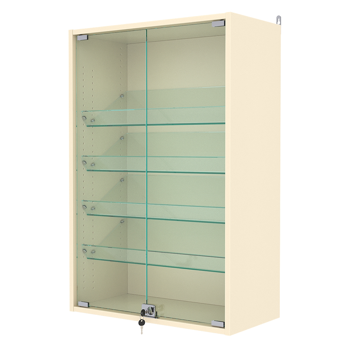 Витрина настенная с регулировочными полками №2-1АКГ-РЕГ, Крем Вайс