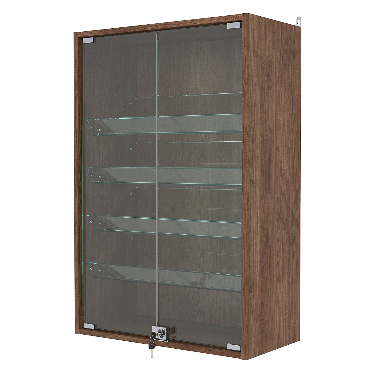Витрина настенная с регулировочными полками №2-1АКГ-РЕГ, Орех