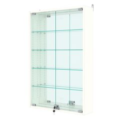 Витрина настенная с регулировочными полками №2-2А-РЕГ с зеркалом, Белый