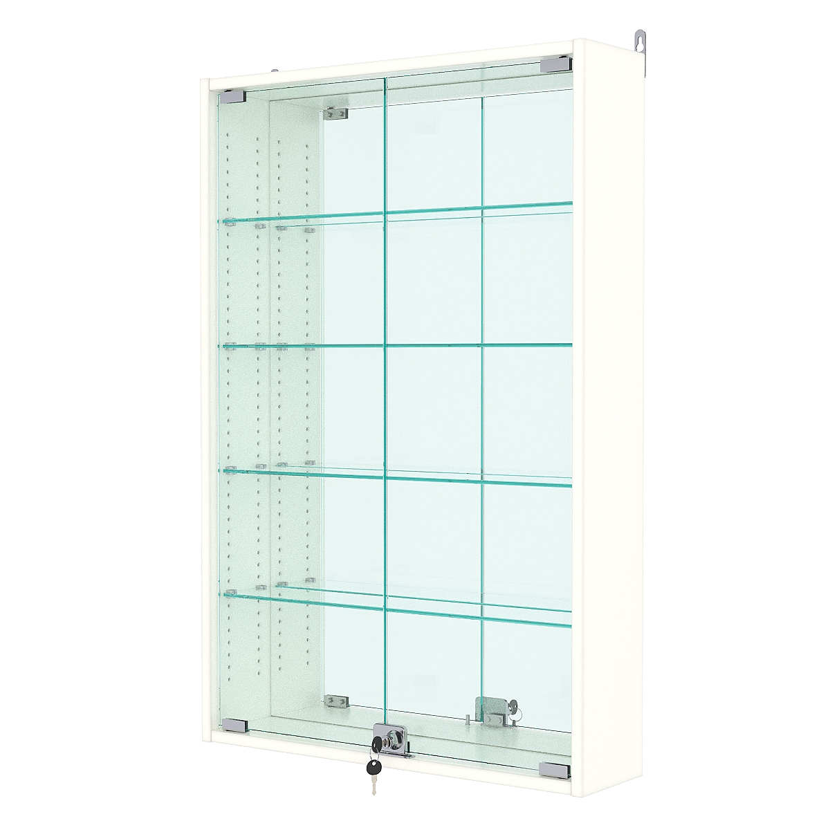 Витрина настенная с регулировочными полками №2-2А-РЕГ с зеркалом, Белый