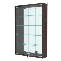 Витрина настенная с регулировочными полками №2-2А-РЕГ с зеркалом, Дуб Венге