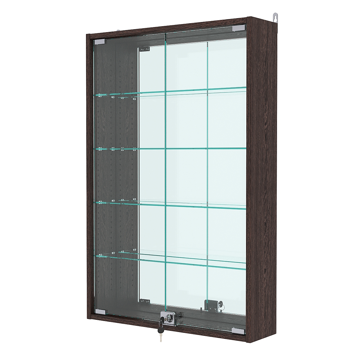 Витрина настенная с регулировочными полками №2-2А-РЕГ с зеркалом, Дуб Венге
