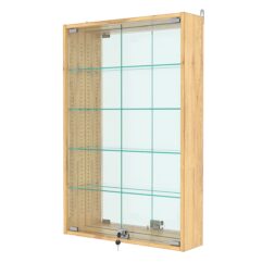 Витрина настенная с регулировочными полками №2-2А-РЕГ с зеркалом, Дуб Золотистый