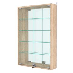 Витрина настенная с регулировочными полками №2-2А-РЕГ с зеркалом, Дуб Сонома