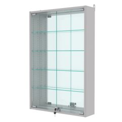 Витрина настенная с регулировочными полками №2-2А-РЕГ с зеркалом, Серый